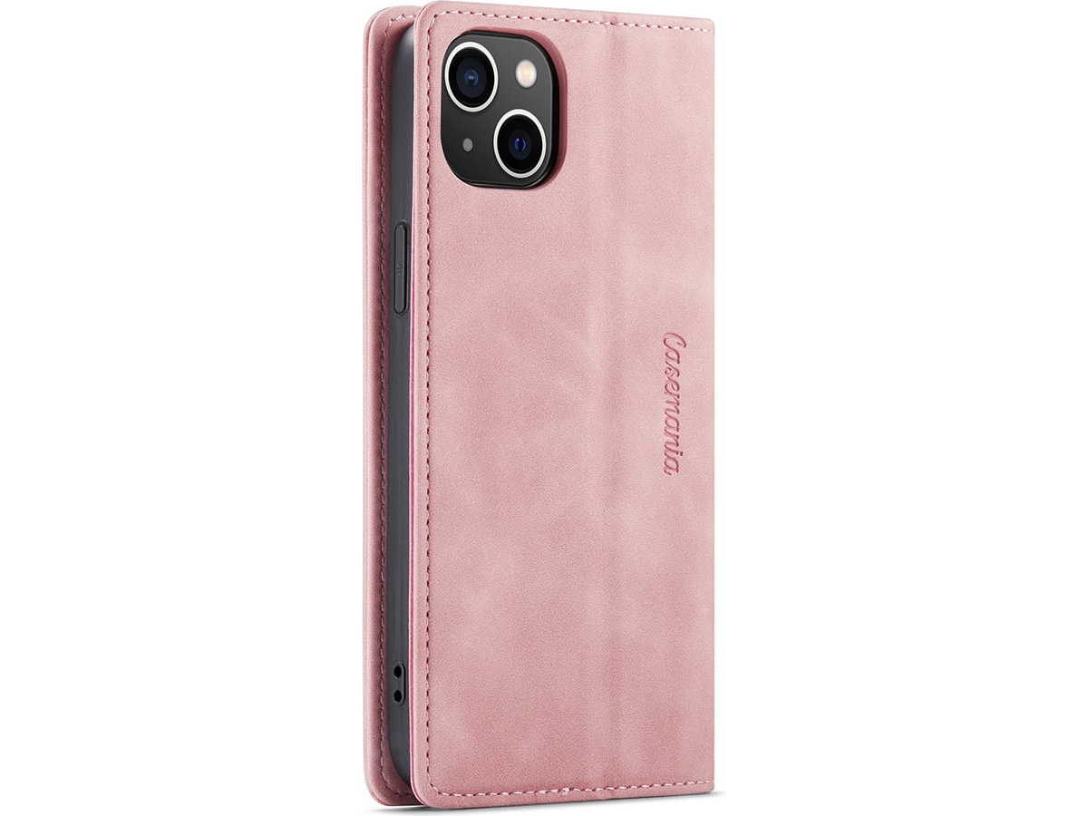 CaseMania Vintage Slim Bookcase Roze - iPhone 15 hoesje