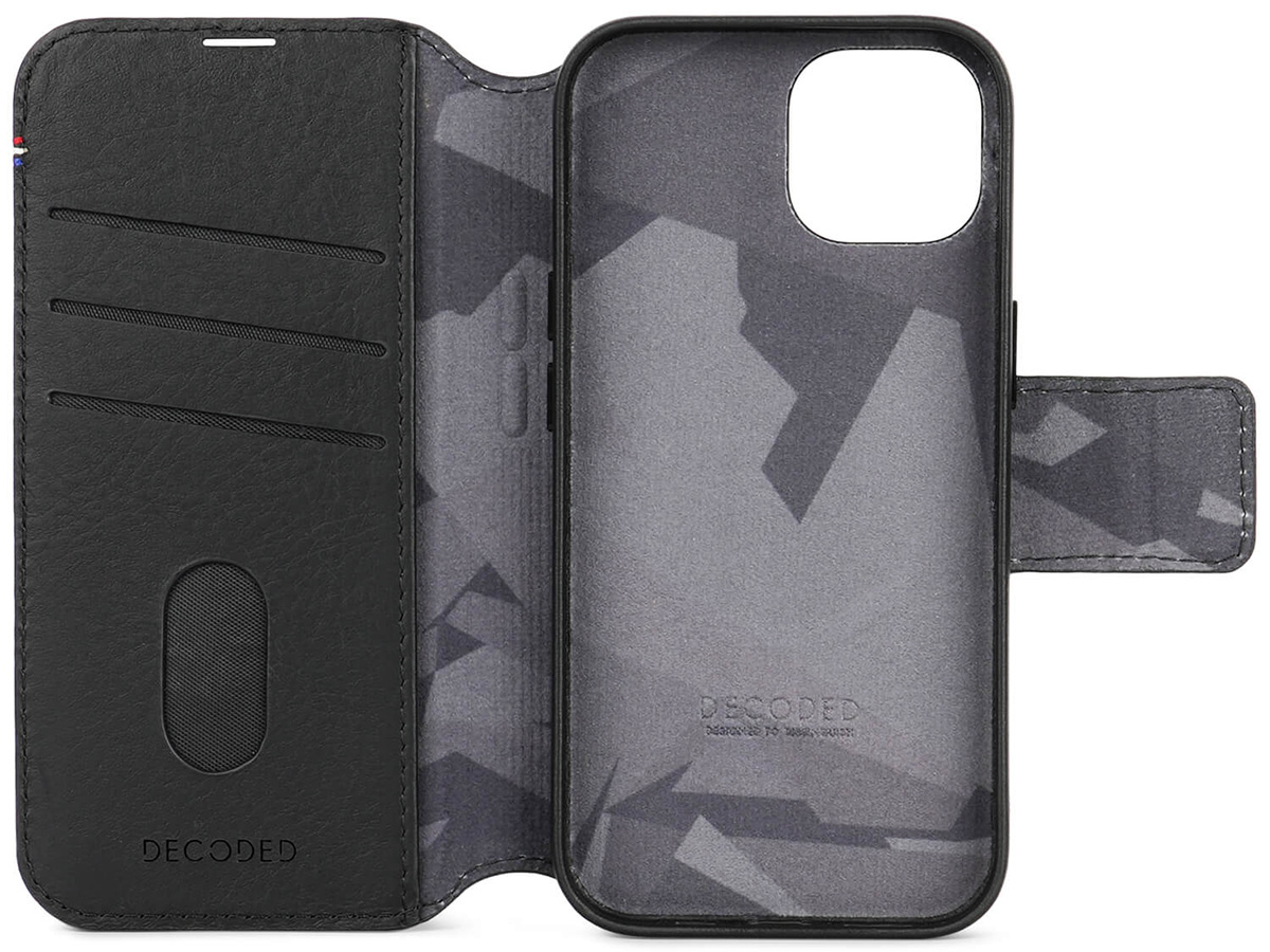 Decoded Leather Detachable Wallet Case Zwart - iPhone 15 hoesje
