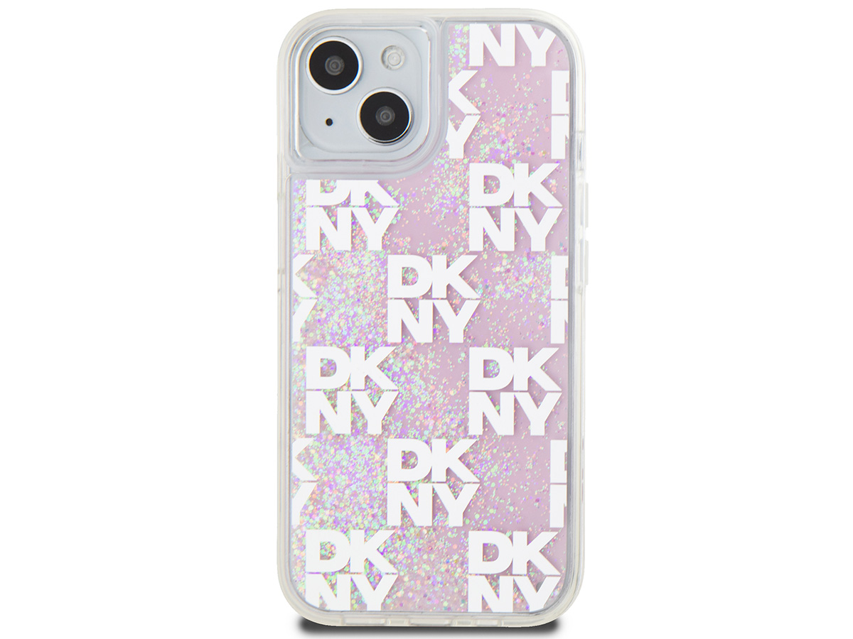 DKNY Liquid Glitter Case Roze - iPhone 15 / 14 / 13 hoesje