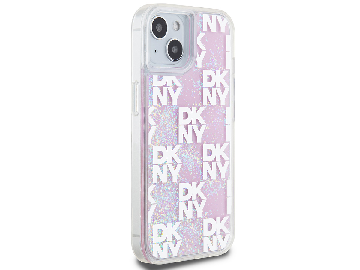 DKNY Liquid Glitter Case Roze - iPhone 15 / 14 / 13 hoesje