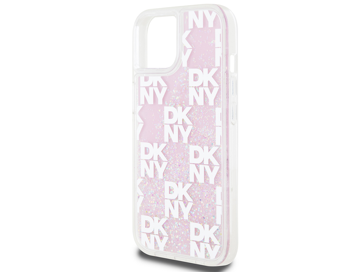 DKNY Liquid Glitter Case Roze - iPhone 15 / 14 / 13 hoesje