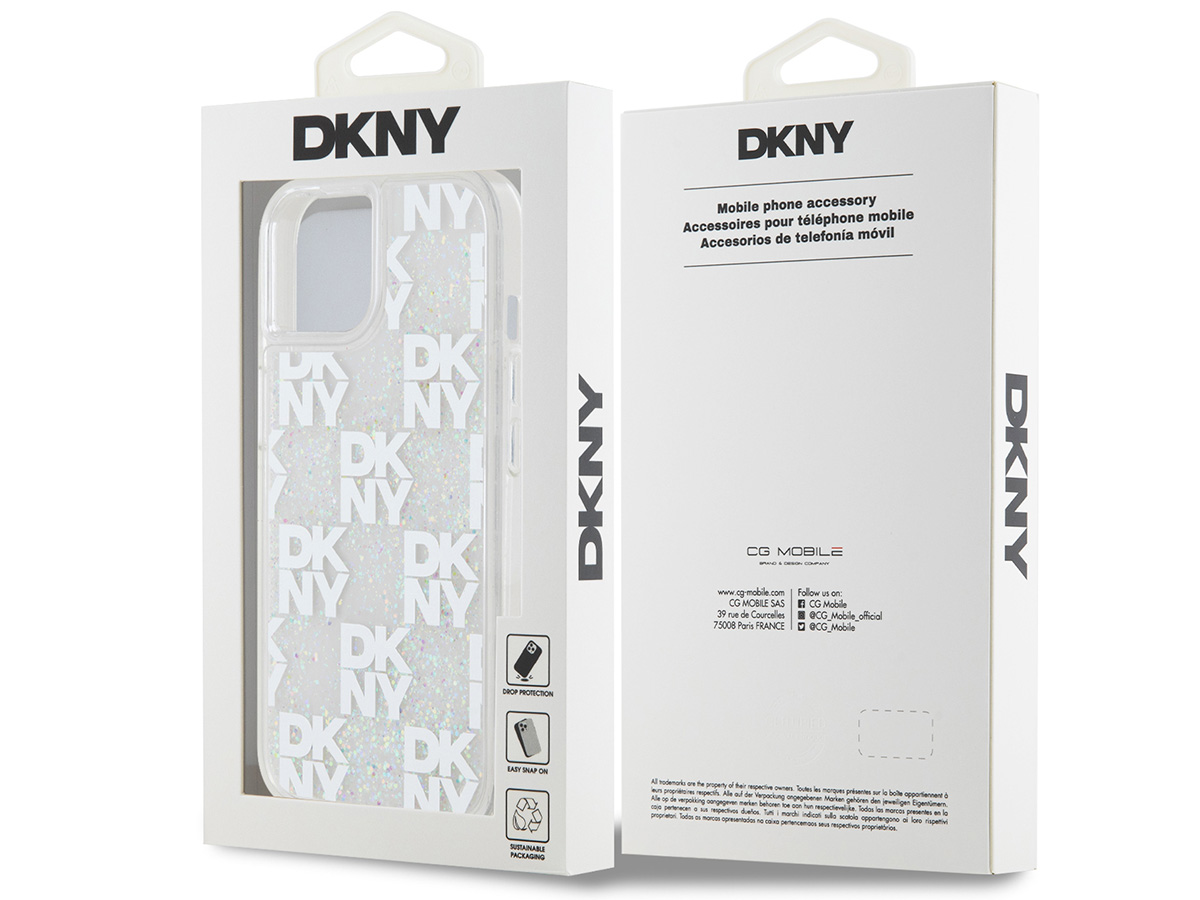 DKNY Liquid Glitter Case Clear - iPhone 15 / 14 / 13 hoesje