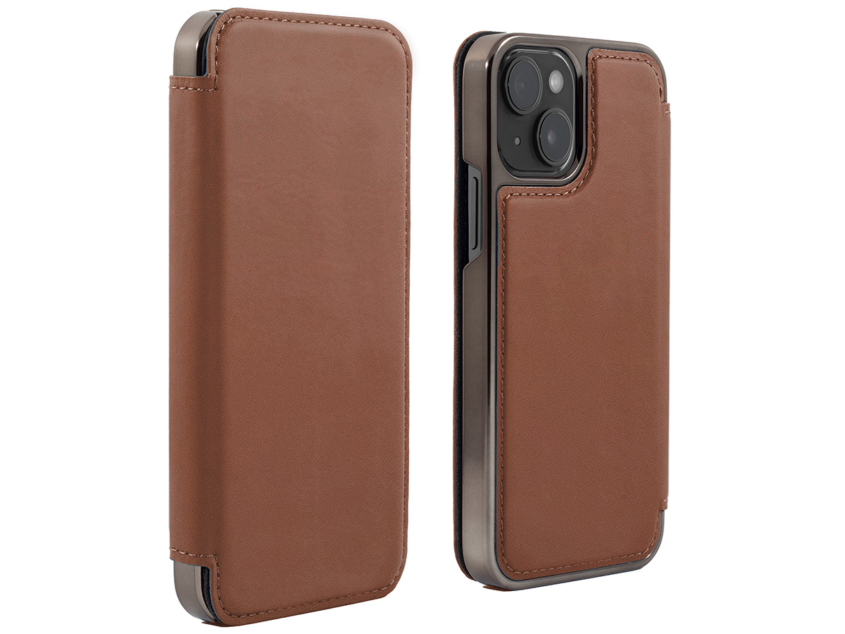 Greenwich Blake MagSafe Leather Folio Saddle Tan - iPhone 15 Hoesje