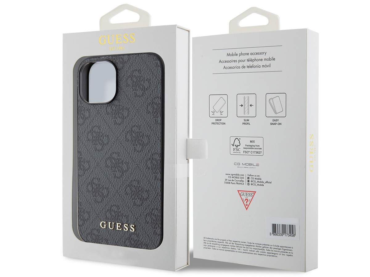 Guess 4G Monogram Case Grijs - iPhone 15 hoesje