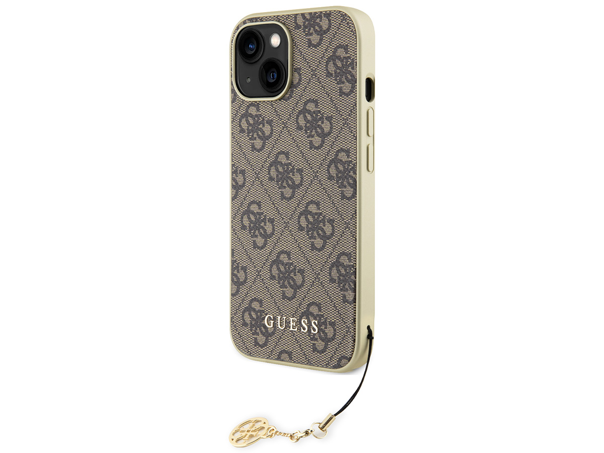 Guess 4G Monogram Charm Case Bruin - iPhone 15 hoesje