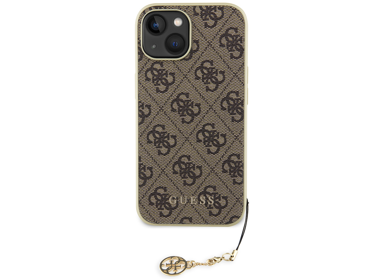 Guess 4G Monogram Charm Case Bruin - iPhone 15 hoesje