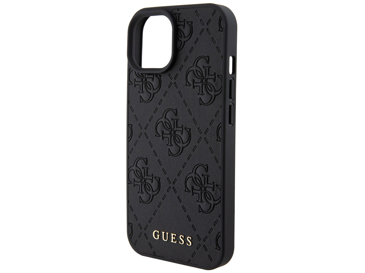 Guess 4G Monogram Stamped Case Zwart - iPhone 15 hoesje