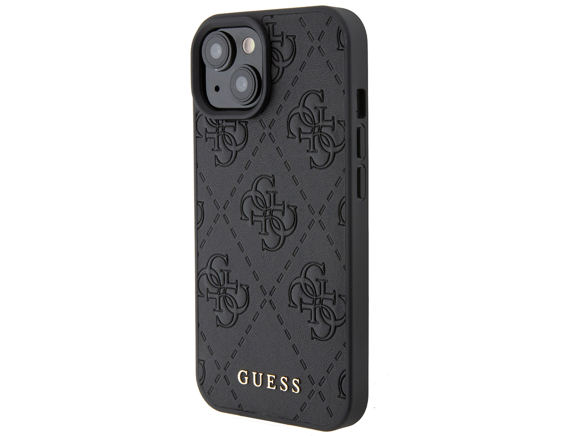 Guess 4G Monogram Stamped Case Zwart - iPhone 15 hoesje