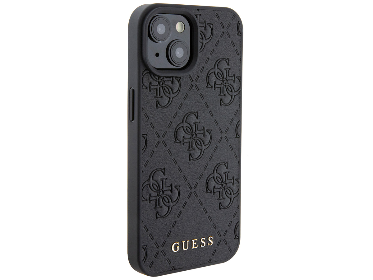 Guess 4G Monogram Stamped Case Zwart - iPhone 15 hoesje