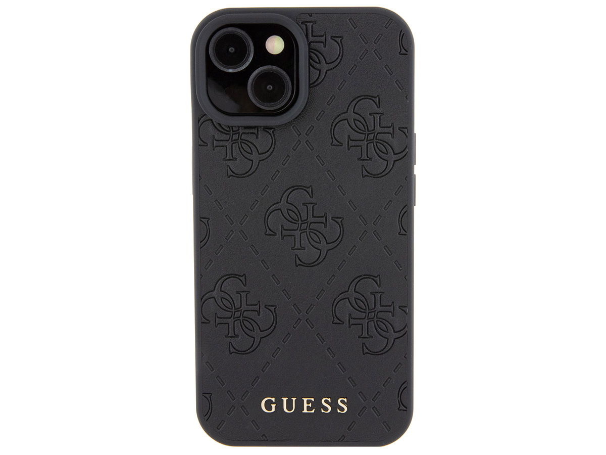 Guess 4G Monogram Stamped Case Zwart - iPhone 15 hoesje