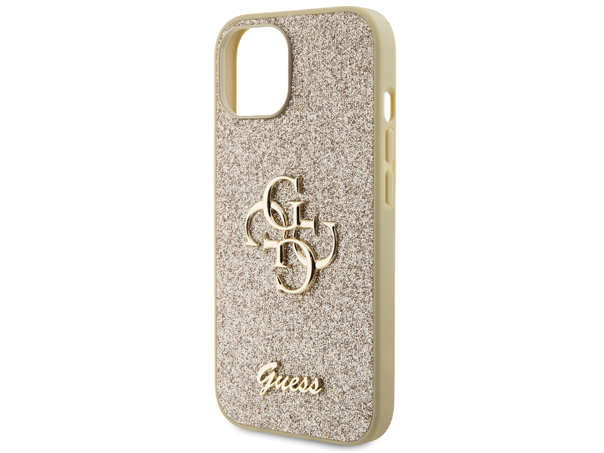 Guess Big 4G Glitter Case Goud - iPhone 15 hoesje