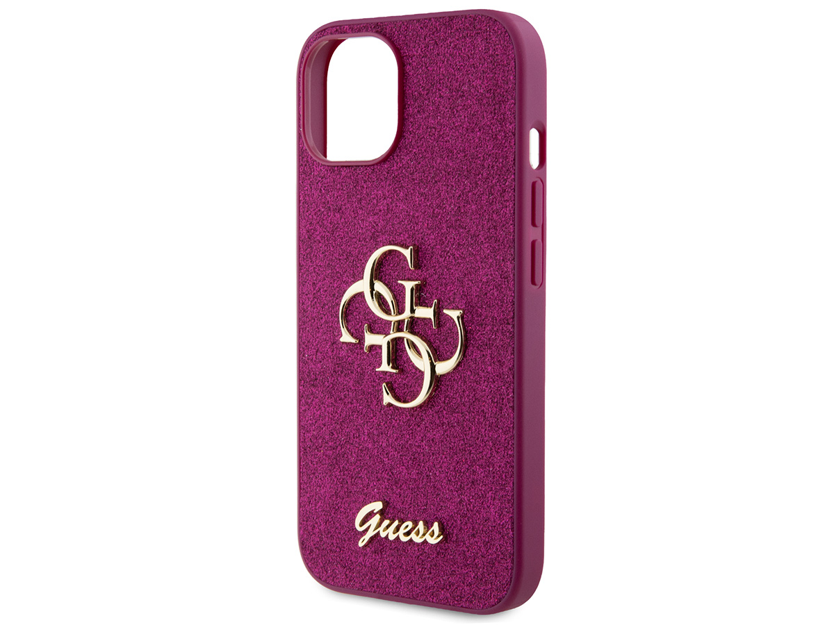 Guess Big 4G Glitter Case Paars - iPhone 15 hoesje