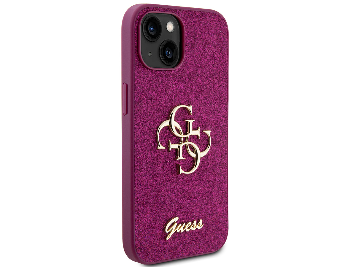 Guess Big 4G Glitter Case Paars - iPhone 15 hoesje