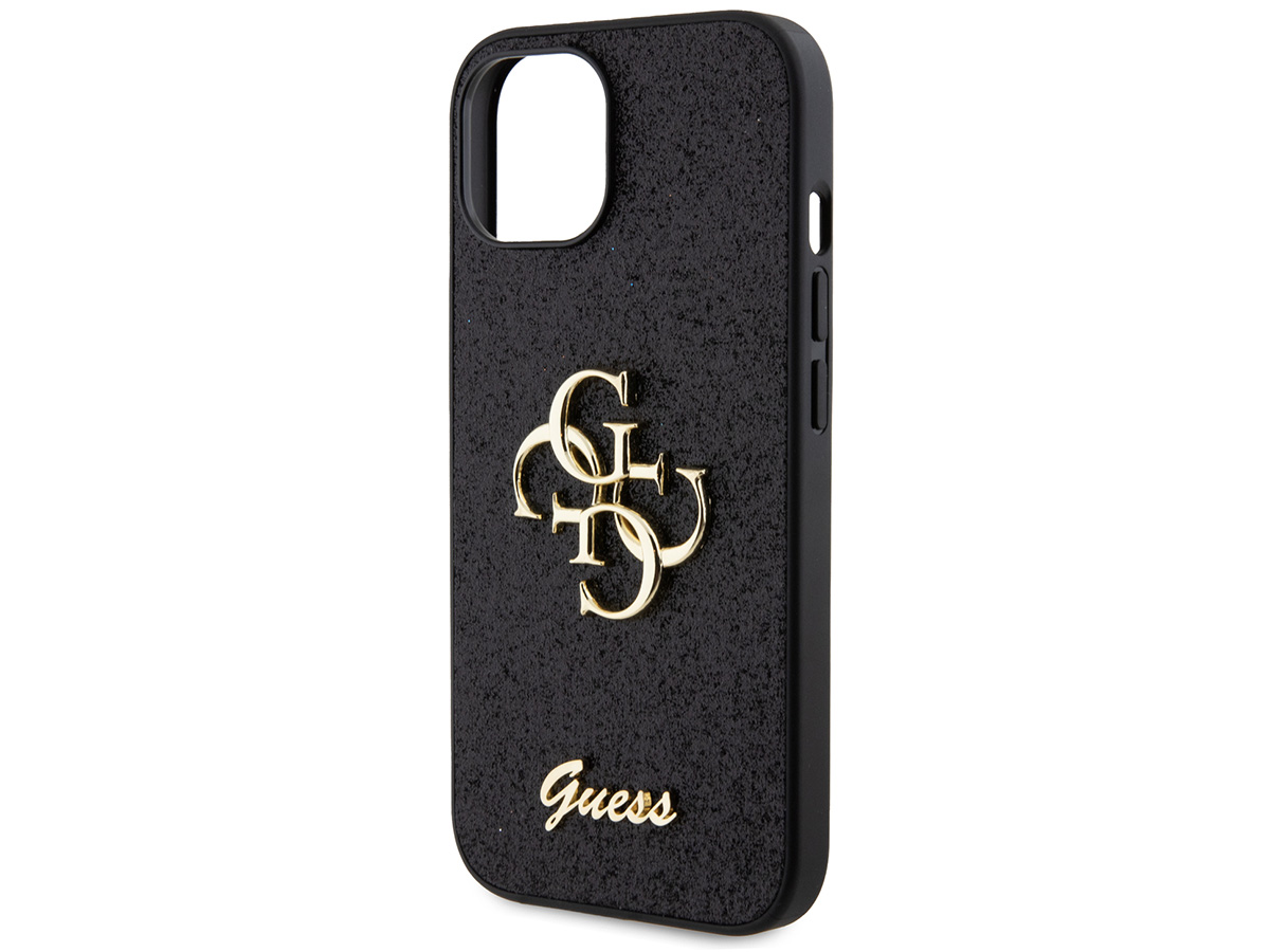 Guess Big 4G Glitter Case Zwart - iPhone 15 hoesje