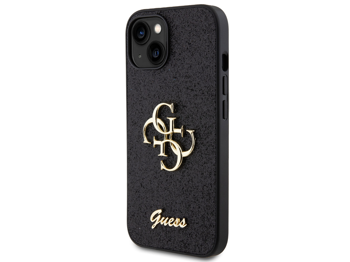 Guess Big 4G Glitter Case Zwart - iPhone 15 hoesje