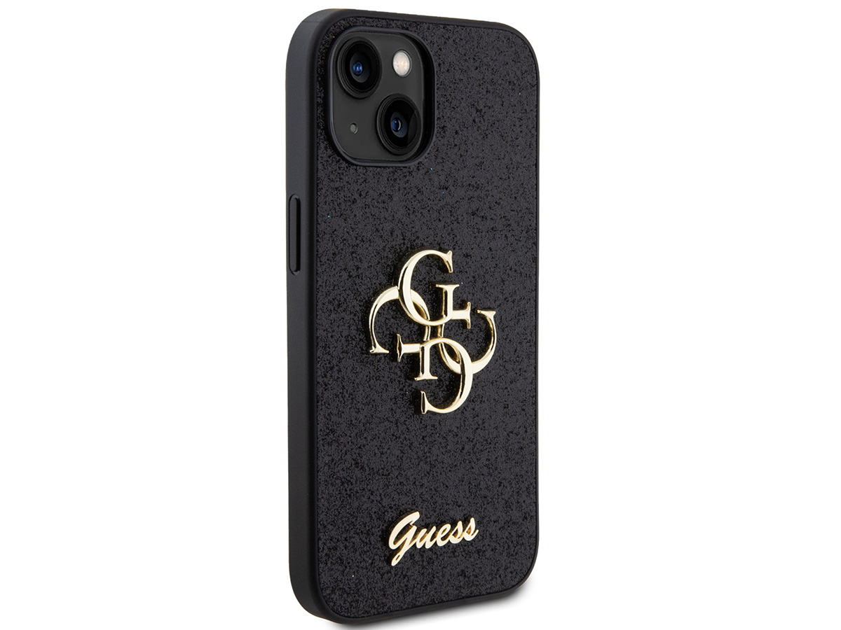 Guess Big 4G Glitter Case Zwart - iPhone 15 hoesje