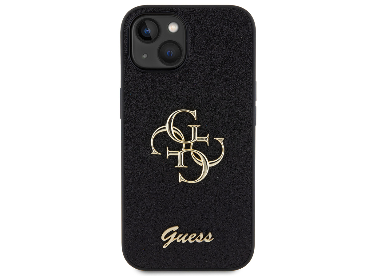Guess Big 4G Glitter Case Zwart - iPhone 15 hoesje