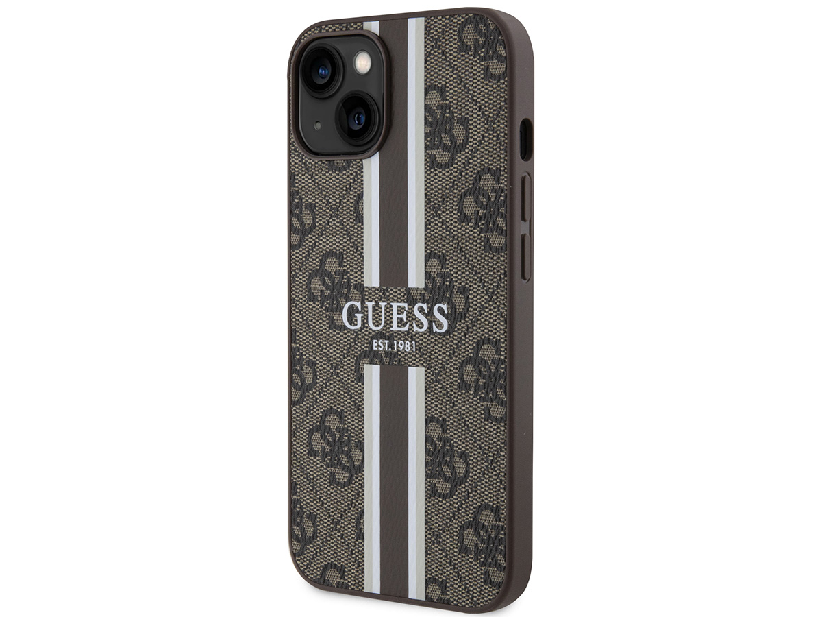 Guess College Monogram Case Bruin - iPhone 15 hoesje