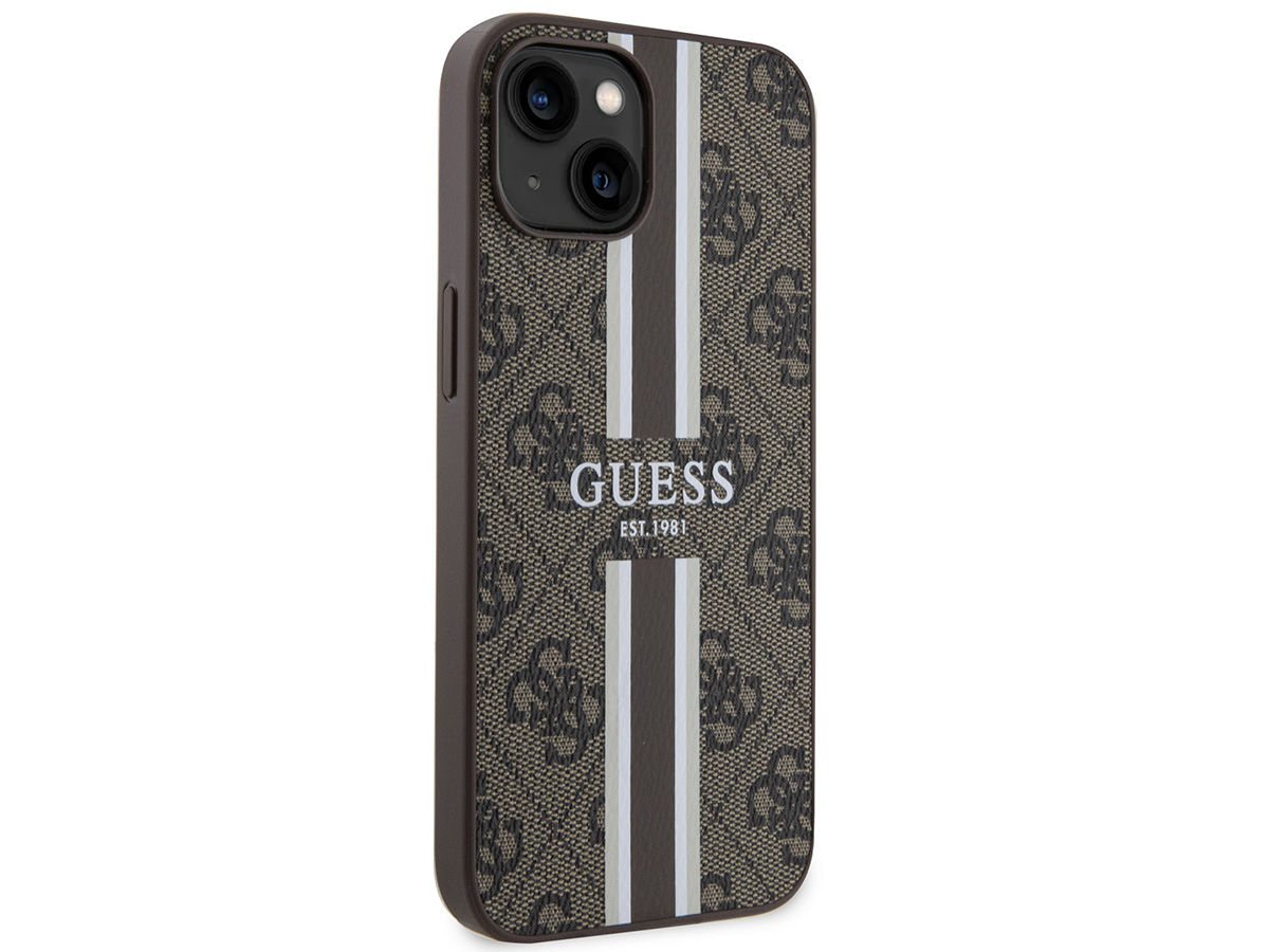 Guess College Monogram Case Bruin - iPhone 15 hoesje