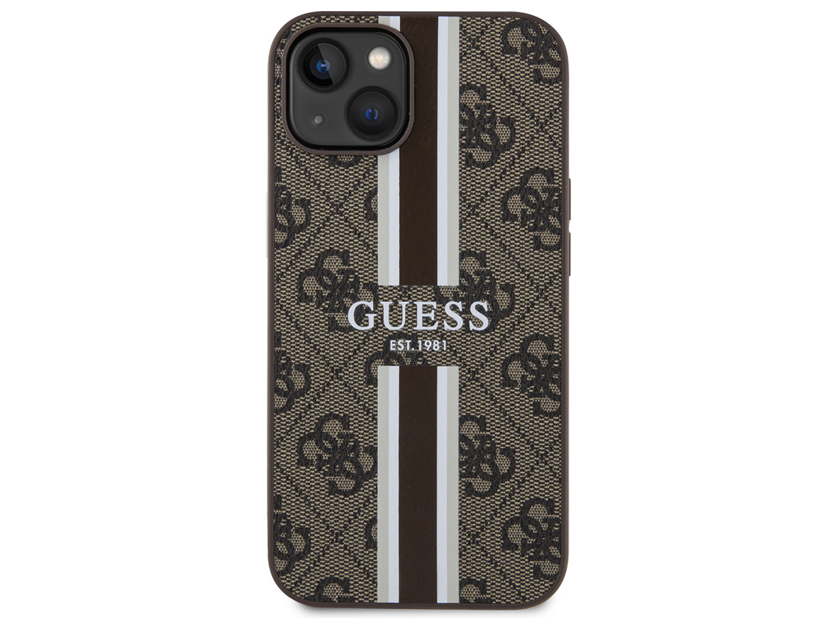 Guess College Monogram Case Bruin - iPhone 15 hoesje