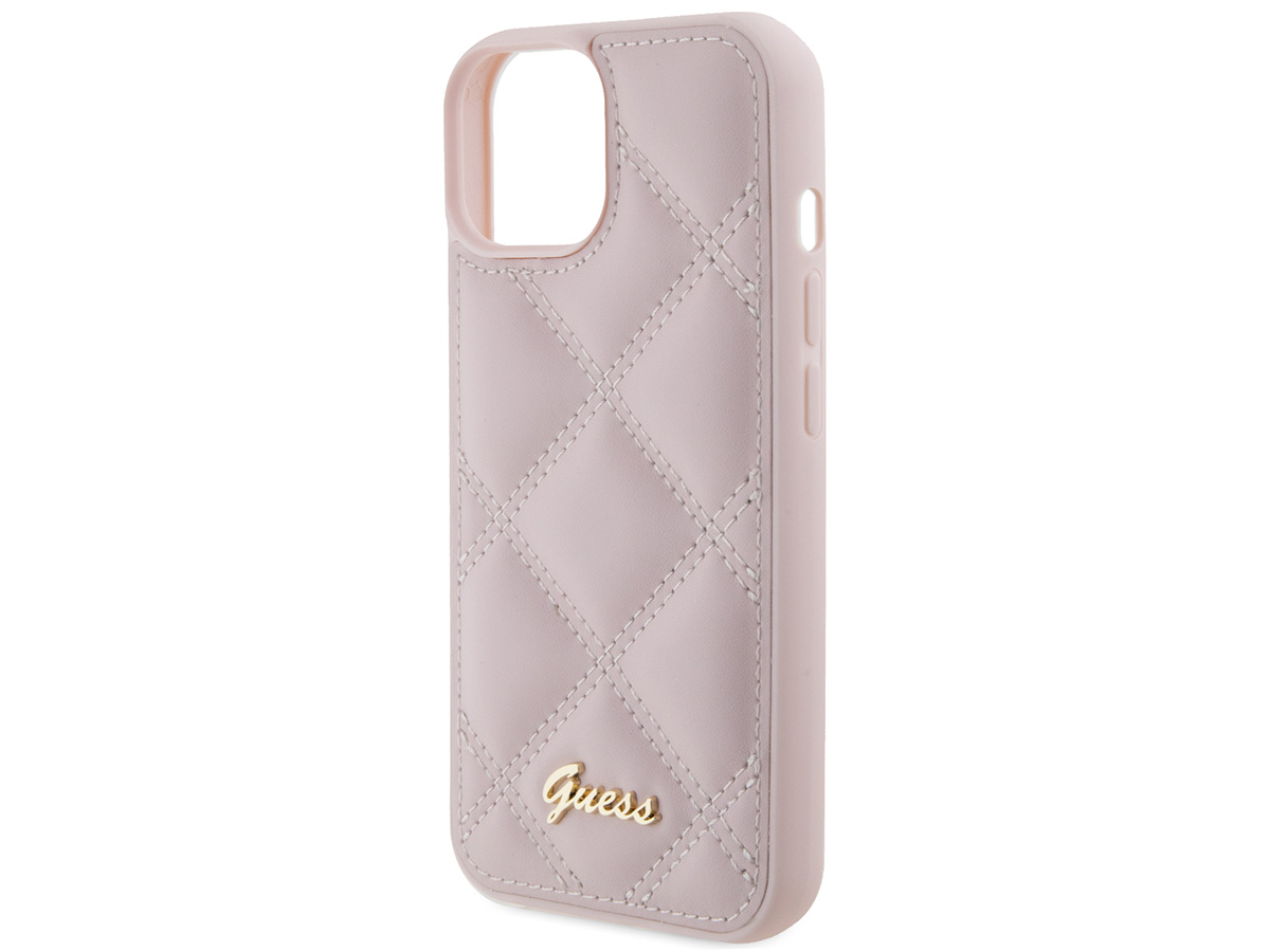 Guess Diamond Quilted Puffer Case Roze - iPhone 15 hoesje