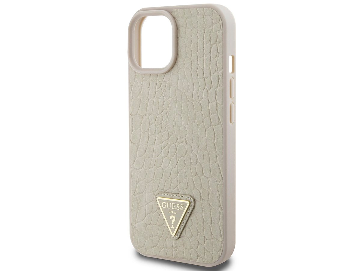 Guess Croco Triangle Case Goud - iPhone 15/14/13 hoesje