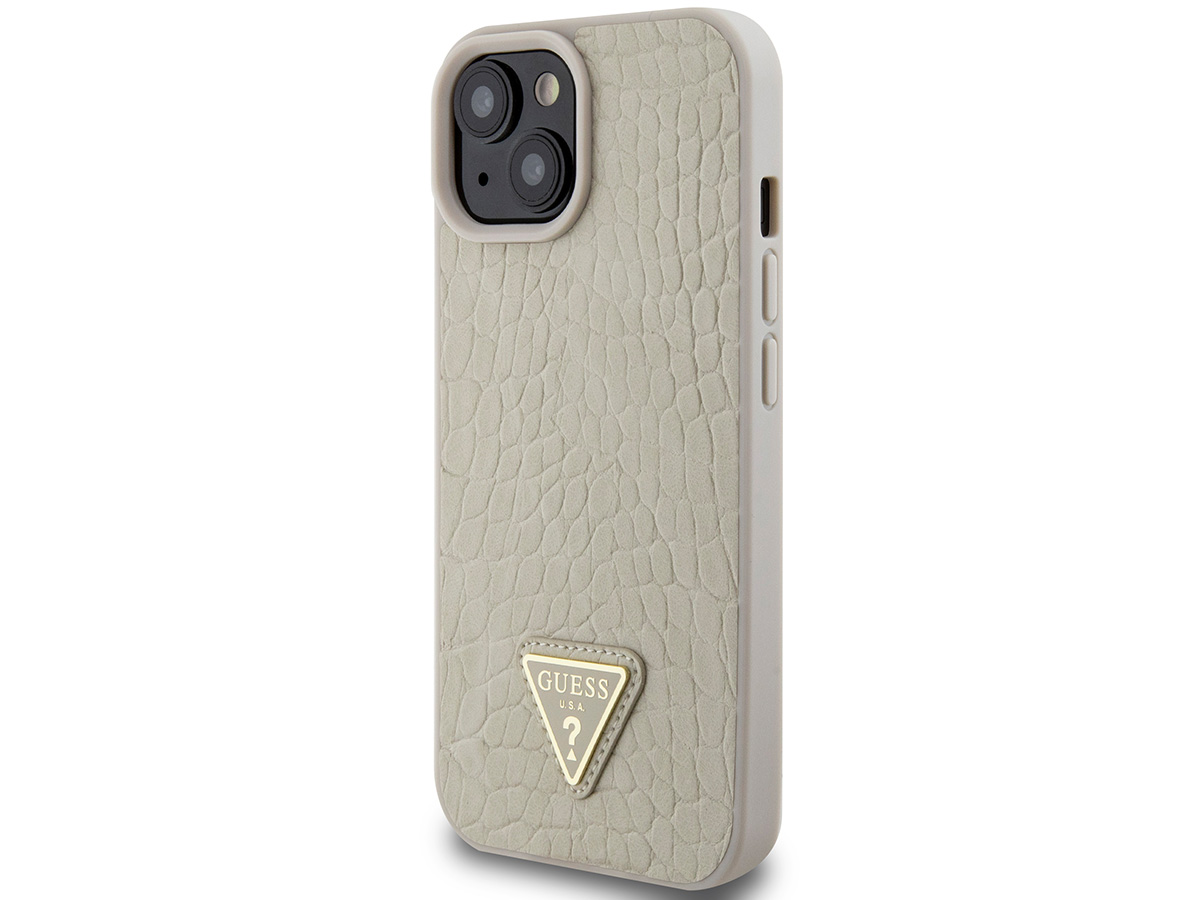 Guess Croco Triangle Case Goud - iPhone 15/14/13 hoesje