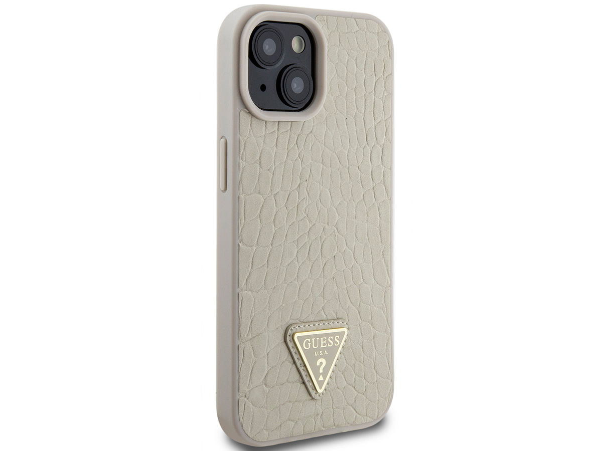 Guess Croco Triangle Case Goud - iPhone 15/14/13 hoesje