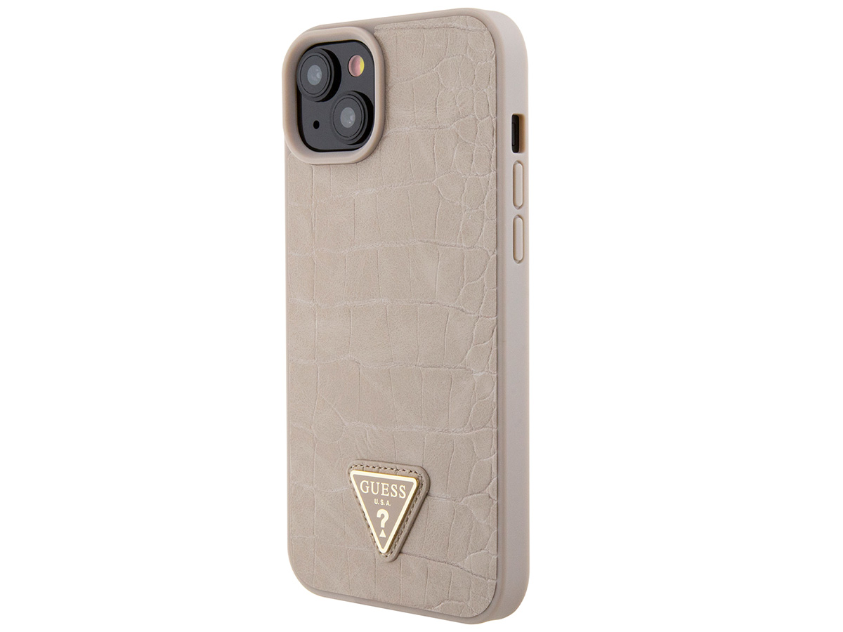 Guess Croco Triangle Case Taupe - iPhone 15/14/13 hoesje