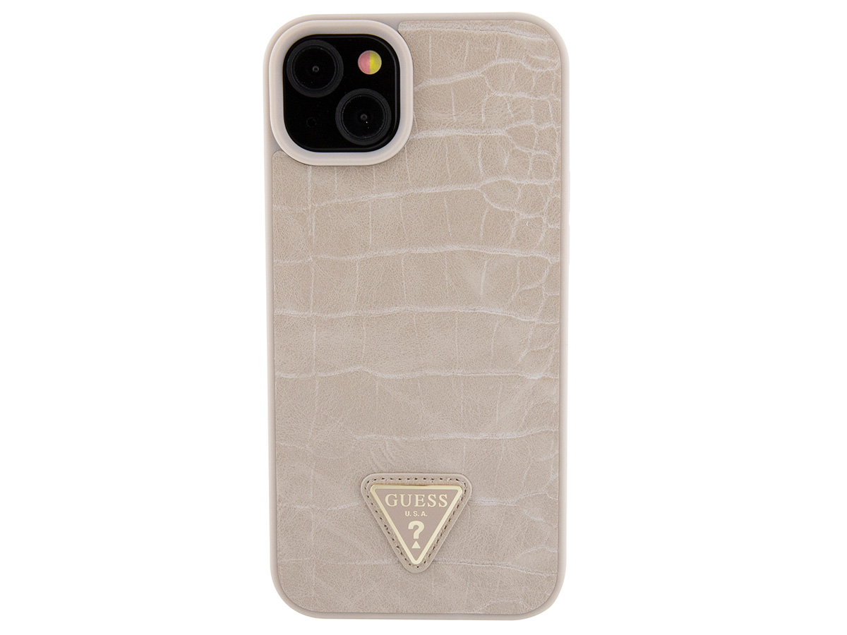 Guess Croco Triangle Case Taupe - iPhone 15/14/13 hoesje