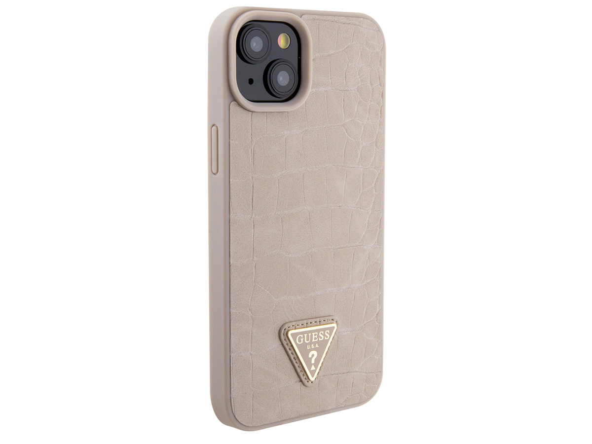 Guess Croco Triangle Case Taupe - iPhone 15/14/13 hoesje