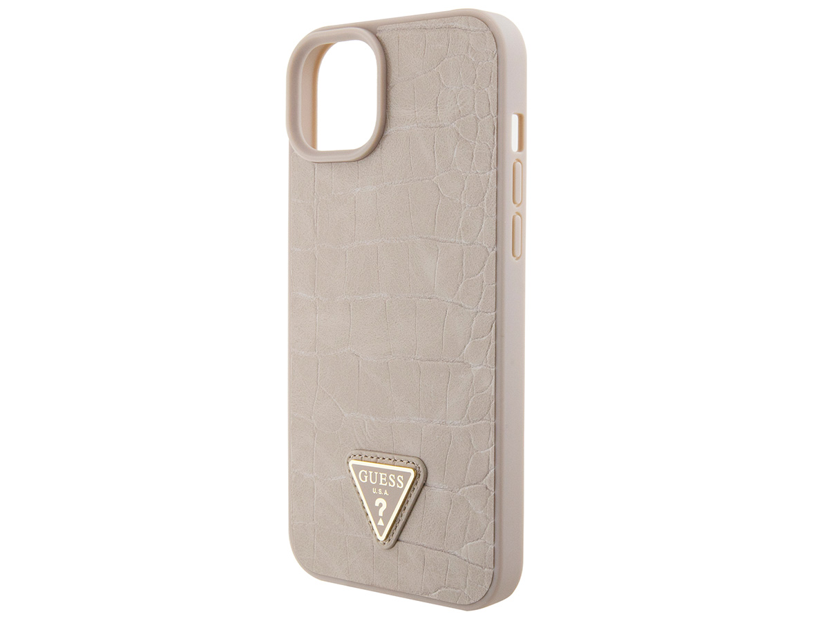 Guess Croco Triangle Case Taupe - iPhone 15/14/13 hoesje
