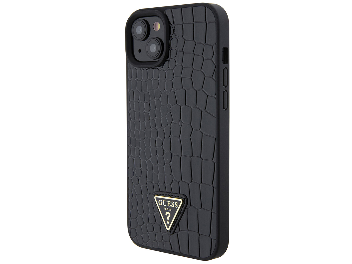 Guess Croco Triangle Case Zwart - iPhone 15/14/13 hoesje