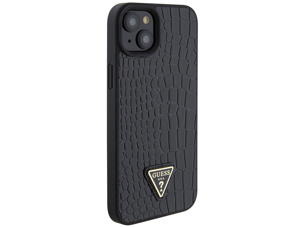 Guess Croco Triangle Case Zwart - iPhone 15/14/13 hoesje