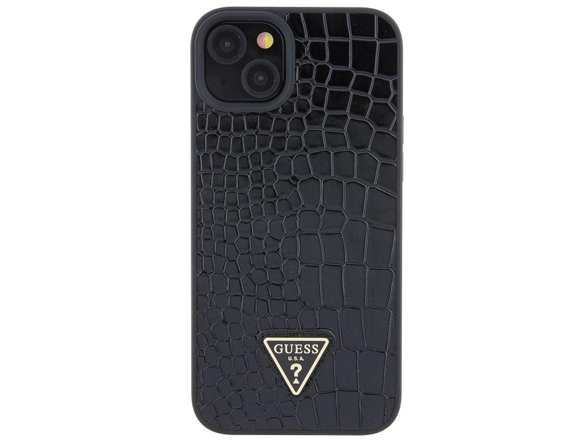 Guess Croco Triangle Case Zwart - iPhone 15/14/13 hoesje
