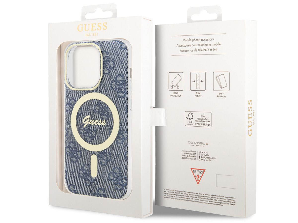 Guess Monogram MagSafe TPU Case Blauw - iPhone 15 hoesje