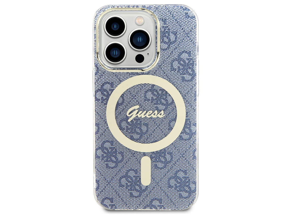 Guess Monogram MagSafe TPU Case Blauw - iPhone 15 hoesje