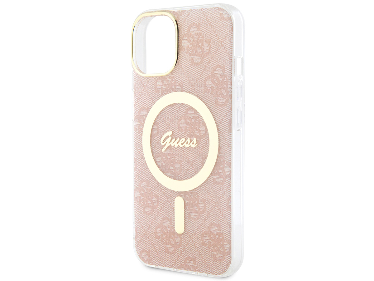 Guess Monogram MagSafe TPU Case Roze - iPhone 15 hoesje