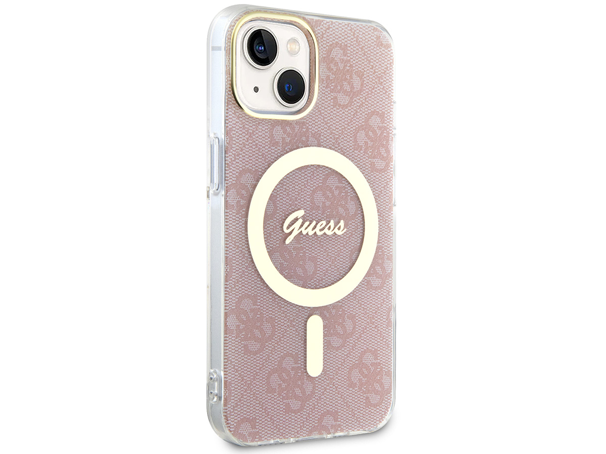 Guess Monogram MagSafe TPU Case Roze - iPhone 15 hoesje