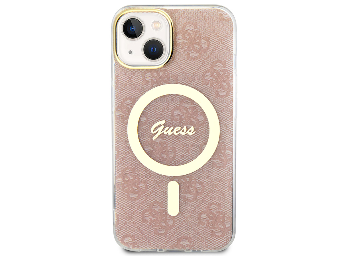 Guess Monogram MagSafe TPU Case Roze - iPhone 15 hoesje