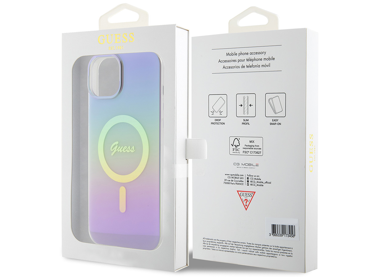 Guess Rainbow MagSafe TPU Case - iPhone 15 hoesje