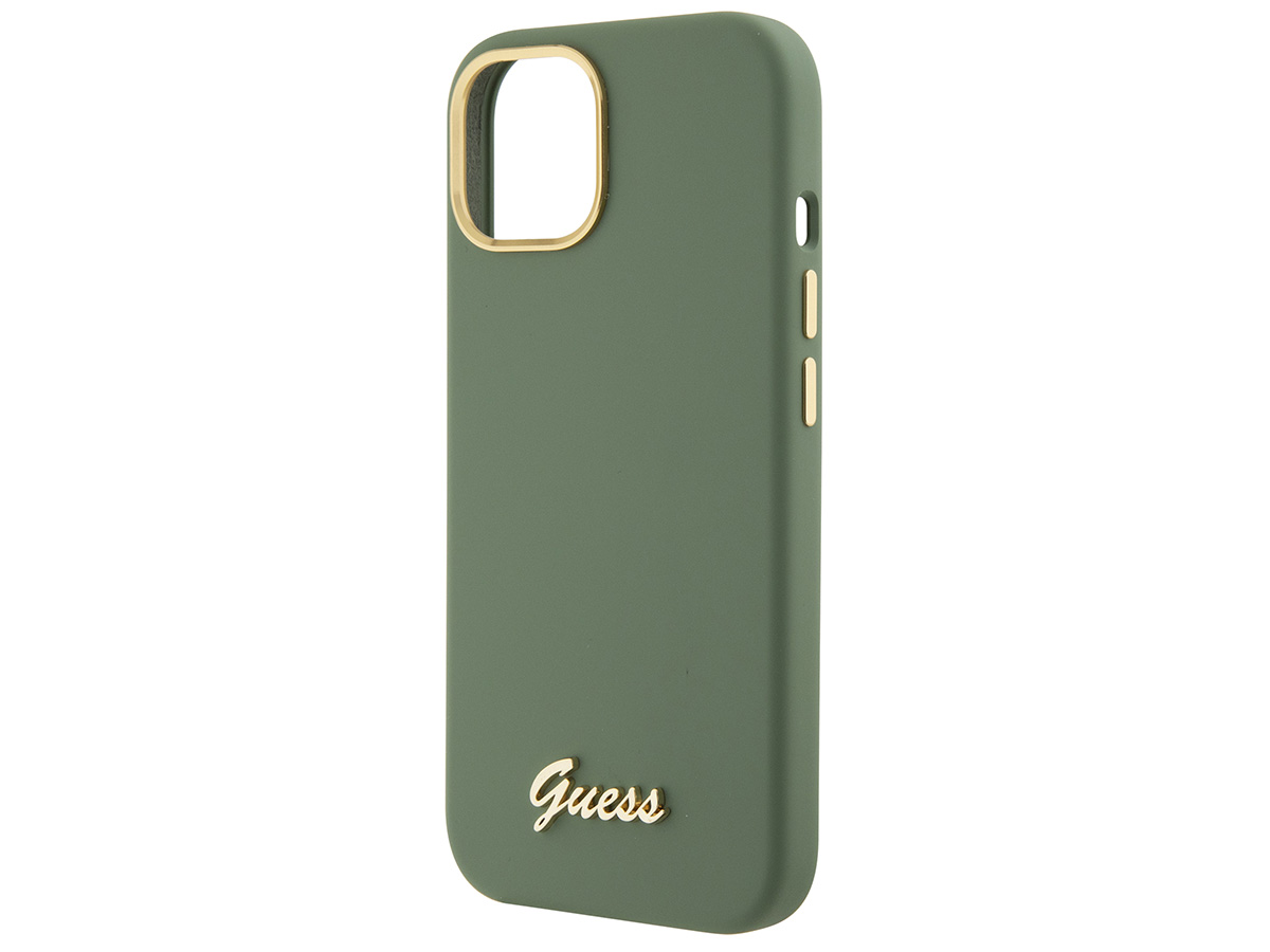 Guess Script Silicone Hard Case Groen - iPhone 15/14/13 hoesje
