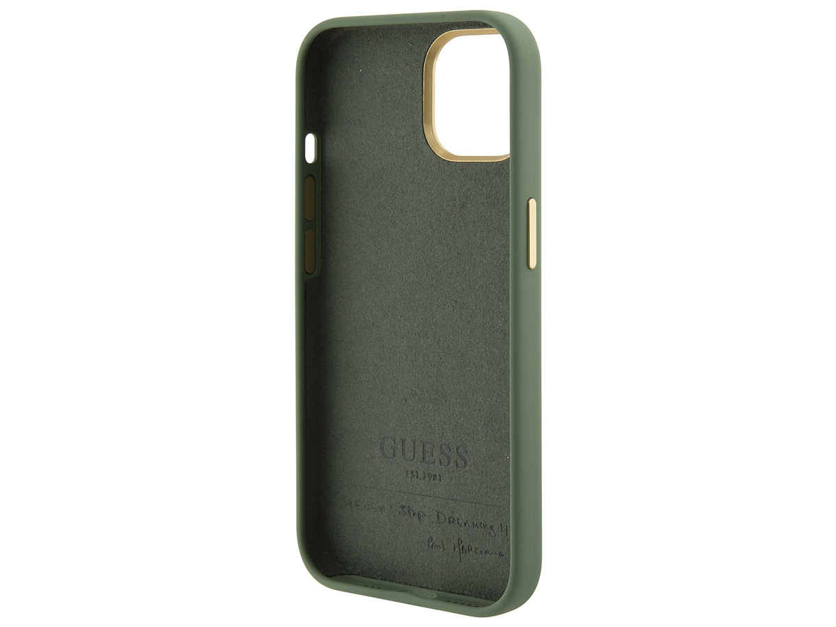 Guess Script Silicone Hard Case Groen - iPhone 15/14/13 hoesje