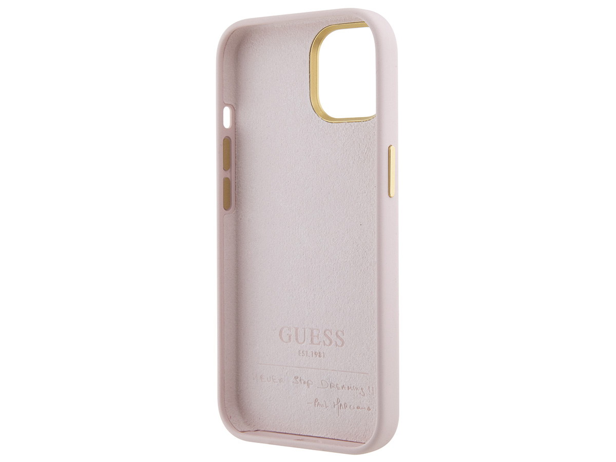 Guess Script Silicone Hard Case Roze - iPhone 15/14/13 hoesje