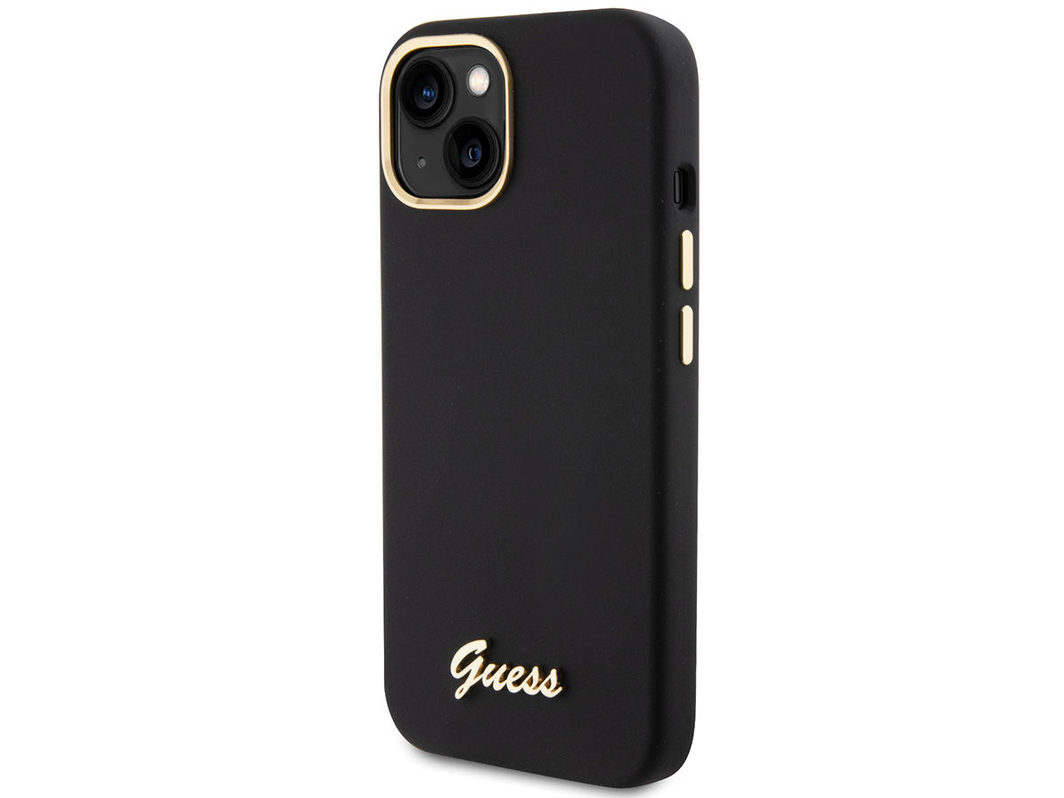 Guess Script Silicone Hard Case Zwart - iPhone 15/14/13 hoesje