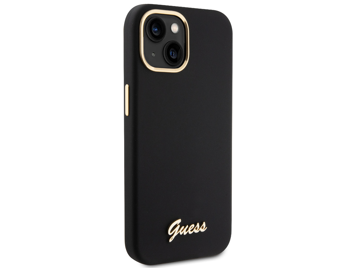 Guess Script Silicone Hard Case Zwart - iPhone 15/14/13 hoesje