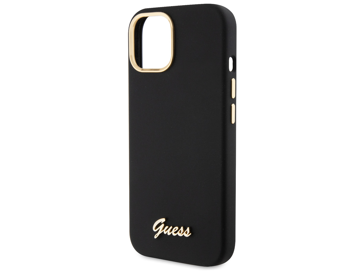 Guess Script Silicone Hard Case Zwart - iPhone 15/14/13 hoesje