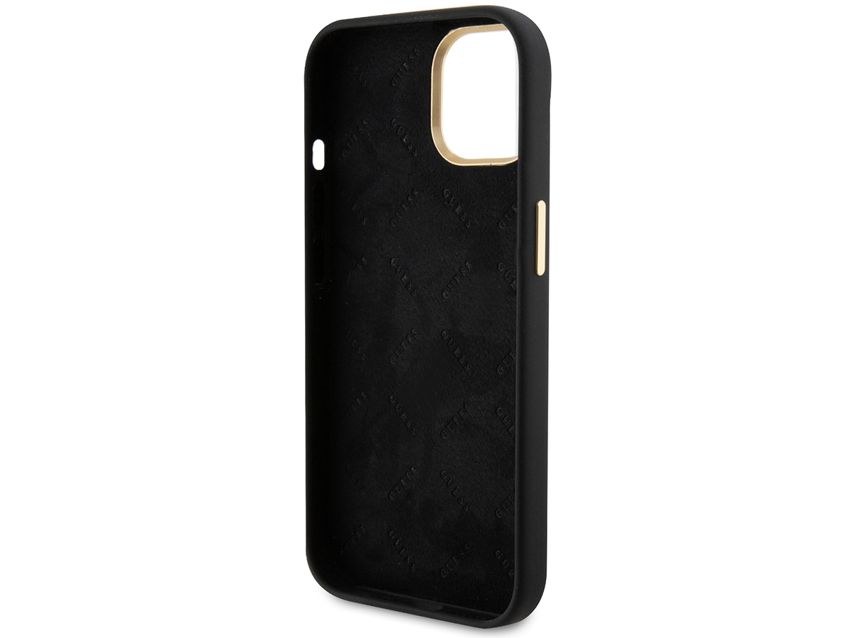 Guess Script Silicone Hard Case Zwart - iPhone 15/14/13 hoesje