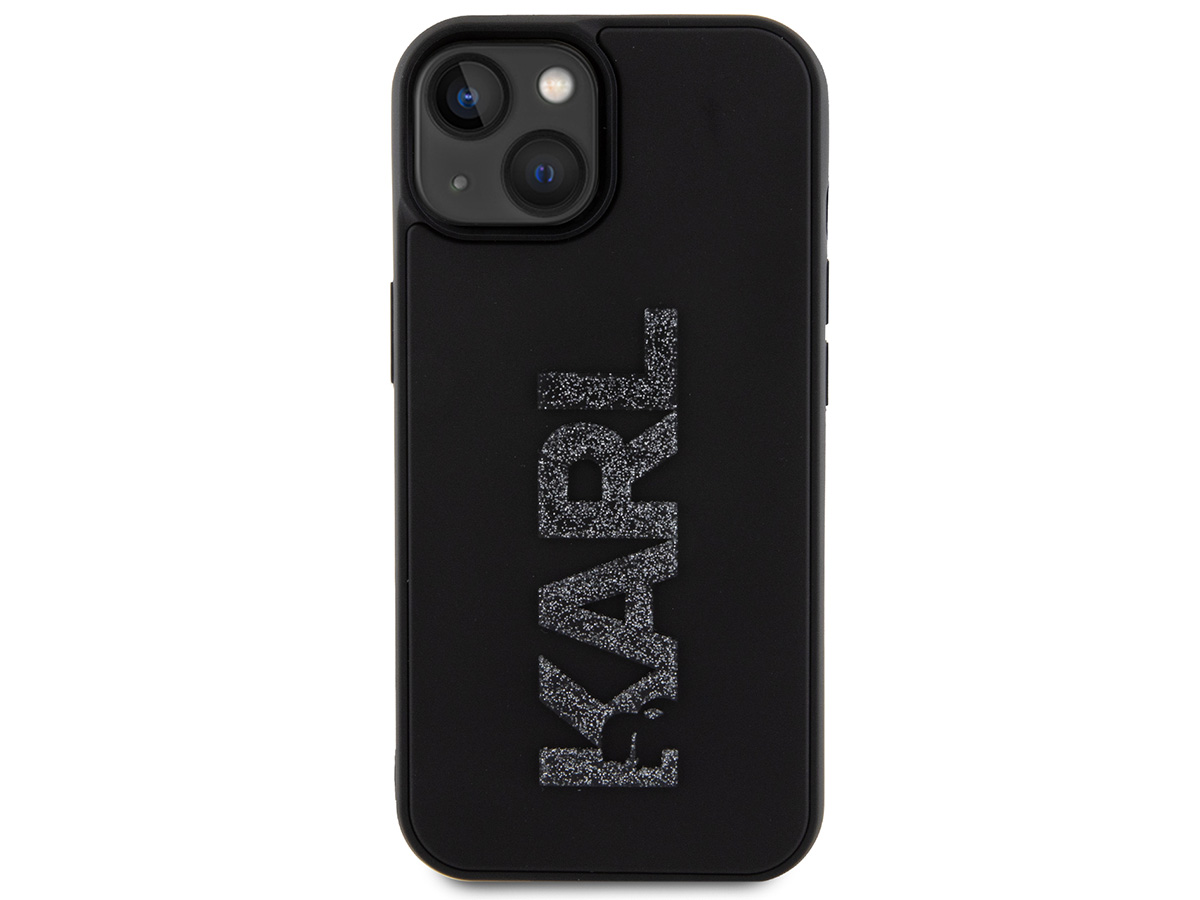 Karl Lagerfeld 3D Glitter Logo Case Zwart - iPhone 15 hoesje