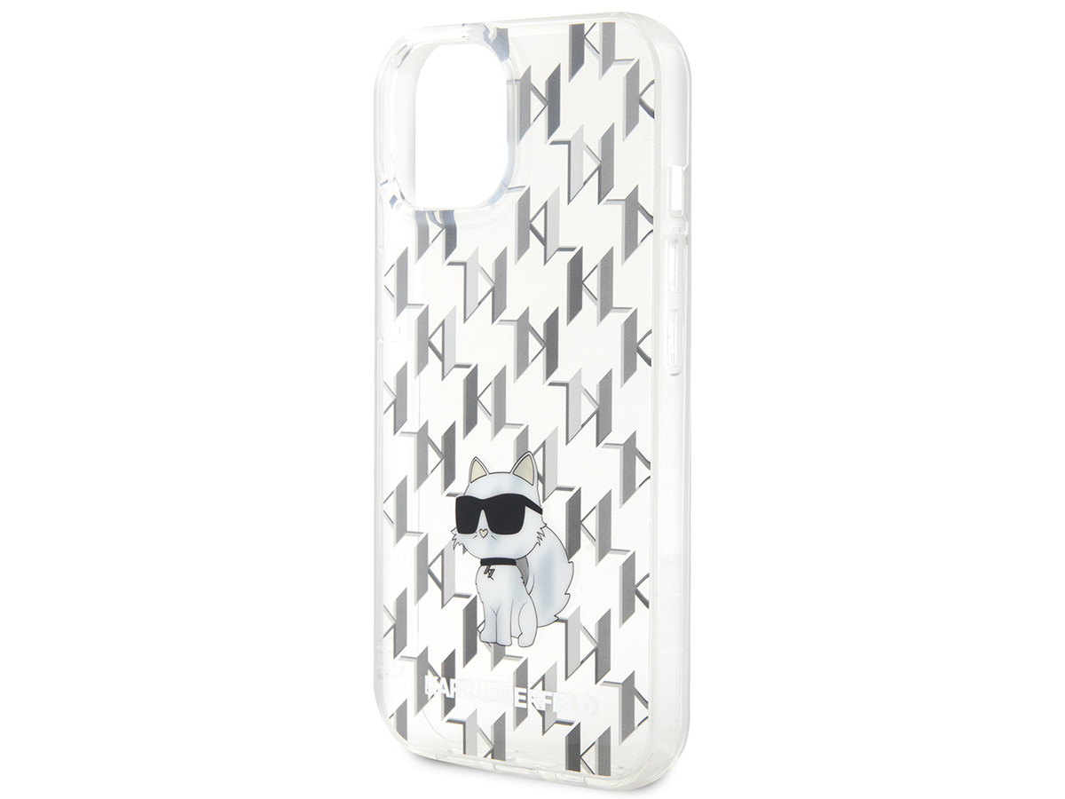 Karl Lagerfeld Choupette Monogram Case Clear - iPhone 15 hoesje